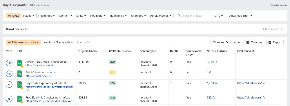 page explorer