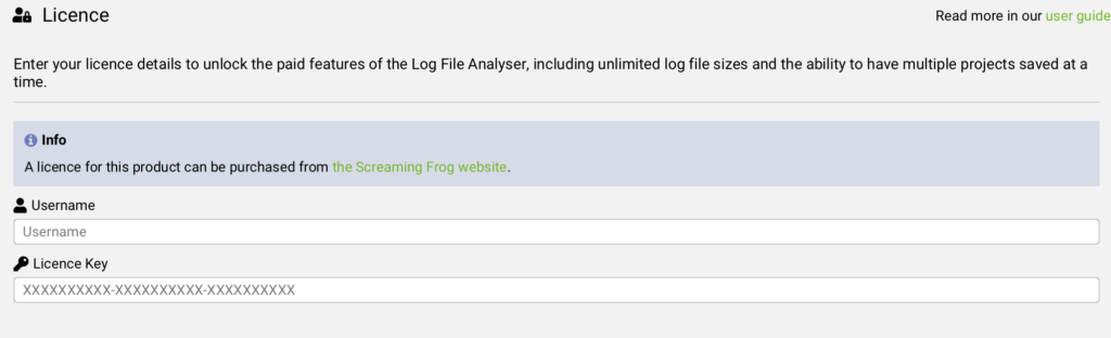 screaming frog seo log file analyser lisansı satın alma ve etkinleştirme